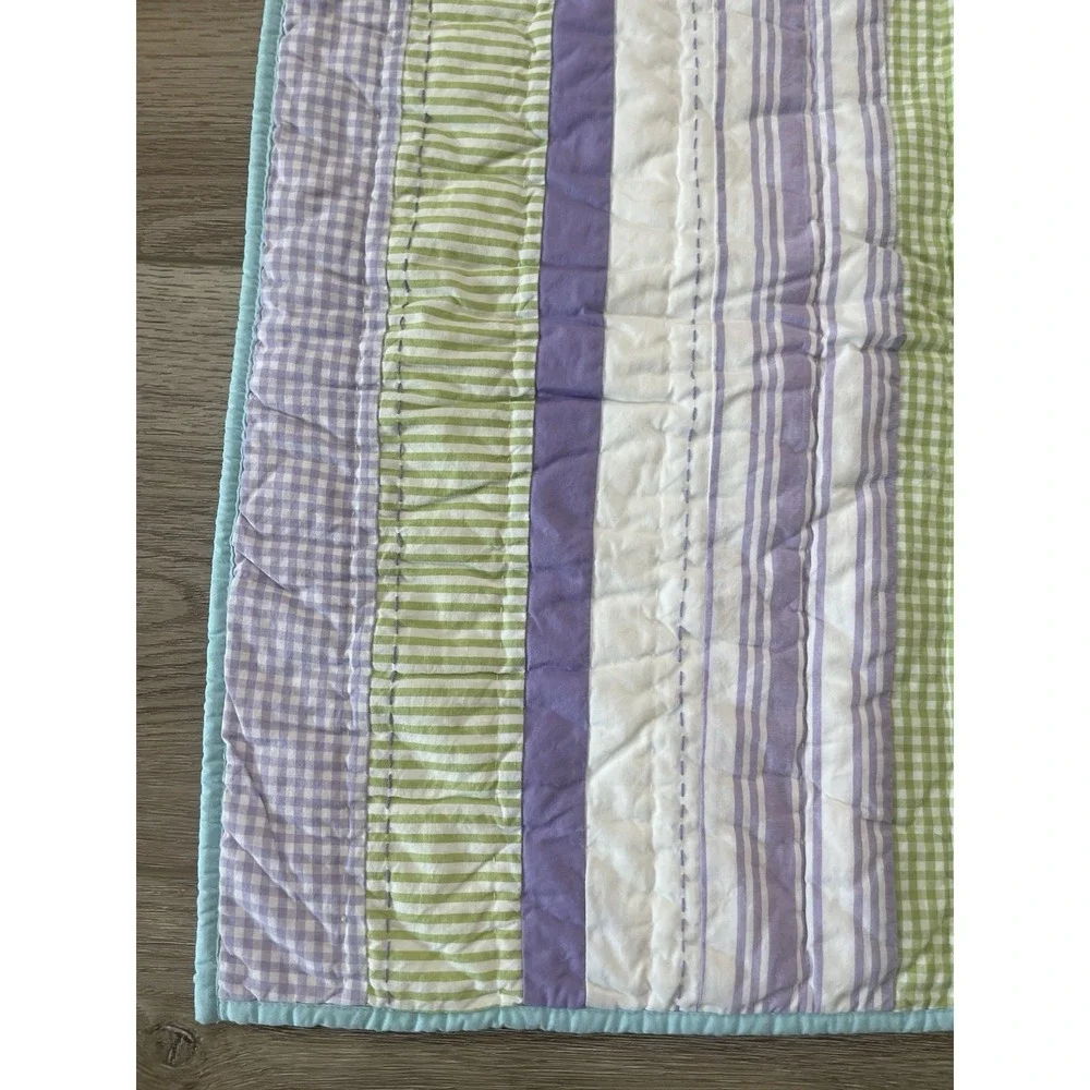 2 Pottery Barn Kids Standard Quilted Pillow Shams Multi Cotton Stripe Gingham